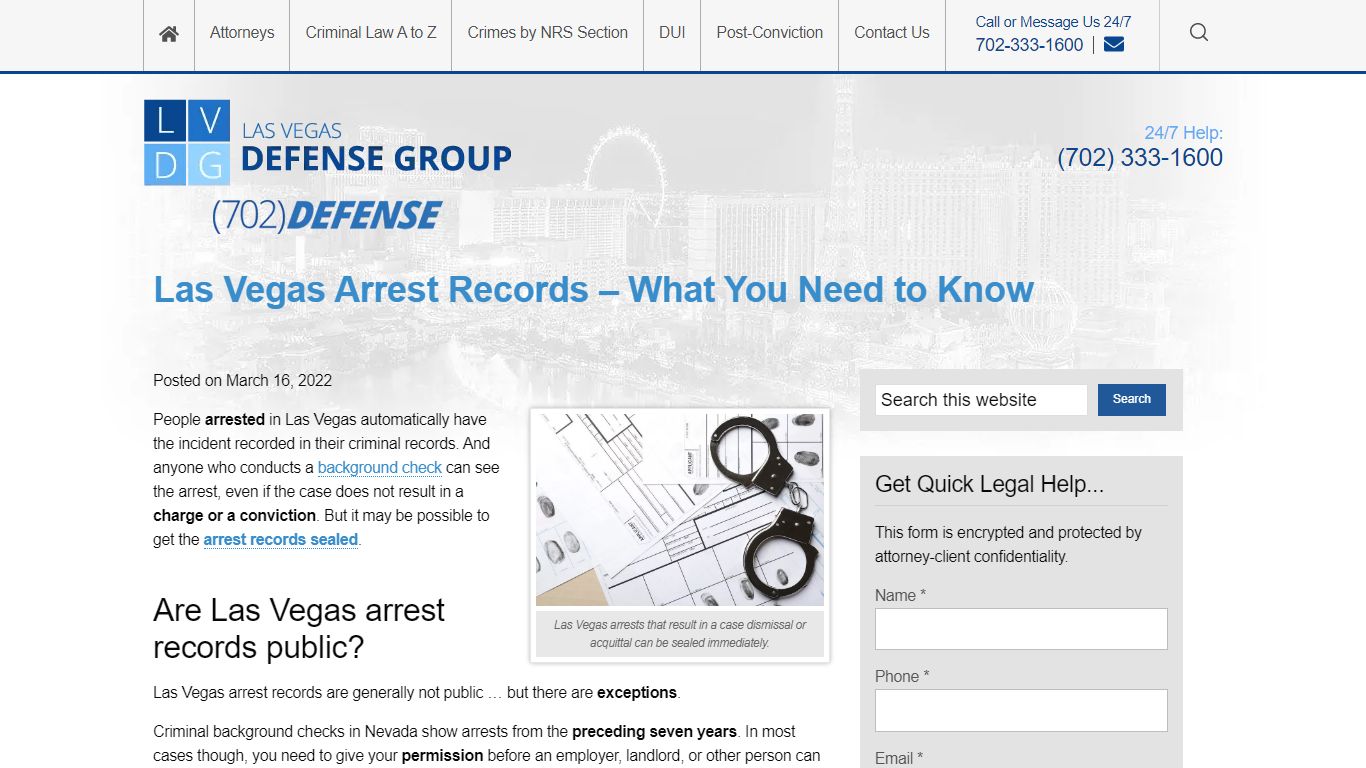 Las Vegas Arrest Records - What You Need to Know - Shouse Law Group